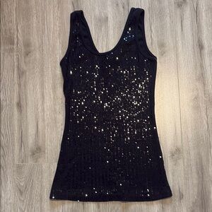 Black Sequin Tank Top